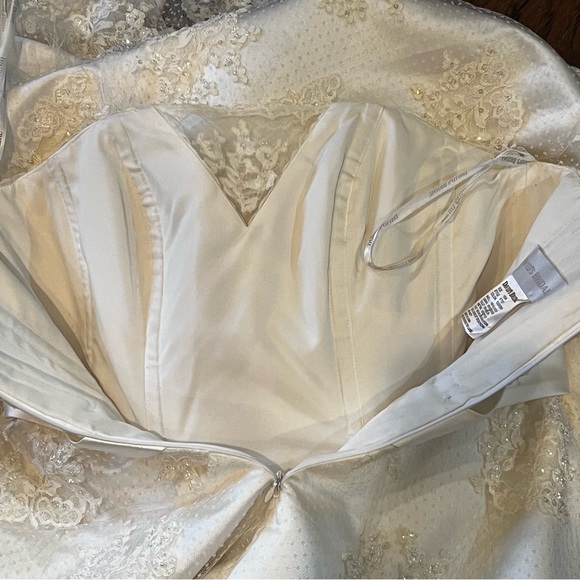 David’s Bridal Wedding Dress Size 18W Solid Ivory Lace Beaded Strapless 9T9211 - Picture 9 of 16
